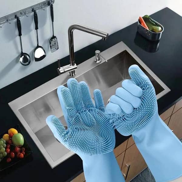 Magic Dish washing Gloves Reusable Silicone Rubbing Scrubber Cleaning Dish Reusable Household Rubber Dishwashing Kitchen Working