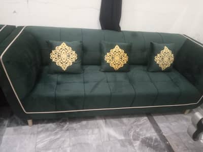 6 seats modern luxury sofa set dark green colour