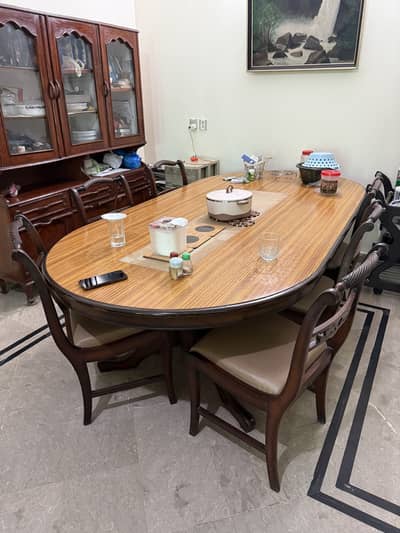 Solid Sheesham wood dining table with 6 chairs