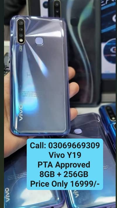 Vivo Y19 With Box PTA Approved 8GB + 256GB 10by10 With Warranty