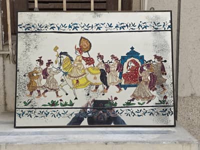 Decorative Printed Mirror Wall Art – Mughal Wedding Scene