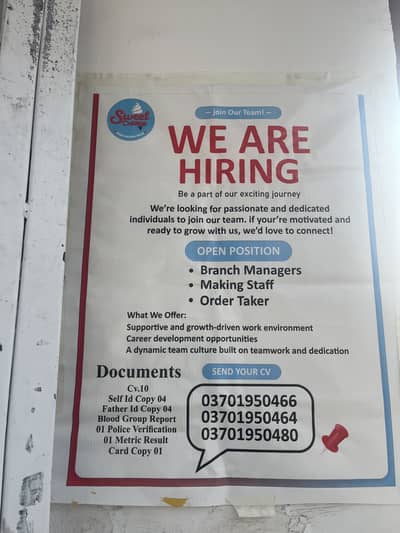 Making order taker branch manger