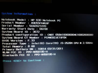 HP Laptop 630 Core i5 Screen 15.6 in 10/10 condition