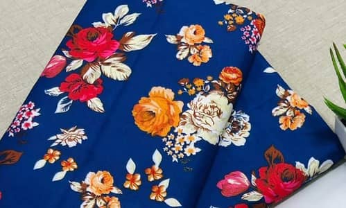 Premium Blue Printed Polo Cotton Shirt Fabric (2.25 Meter)
