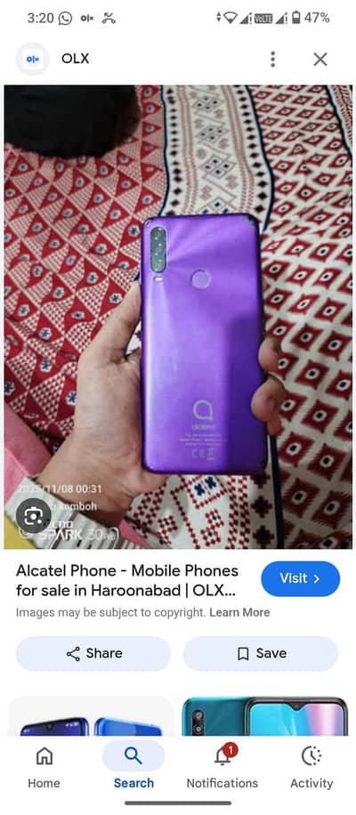 Alcatel 1se purple color 4/64 with box