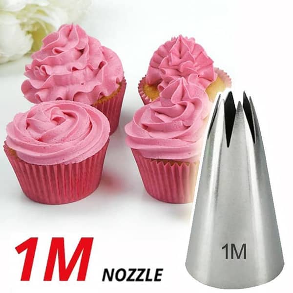 1M Open Star Tip Nozzle for Decorating Pastries and Cookies - Stainless Steel Icing Piping Tool