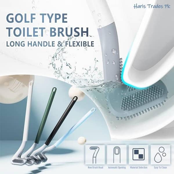 Long Handle Silicone Toilet Brush - Wall-Mounted Cleaning Tool for Bathroom Accessories