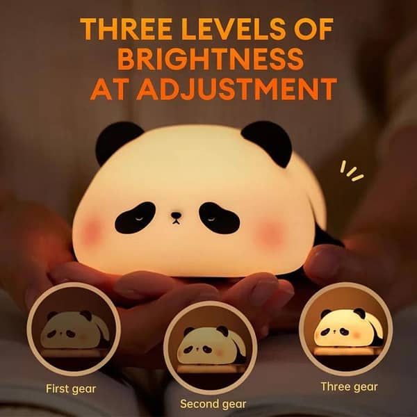 Cute Panda Night Light for Kids, LED Panda Lamp, Food Grade Silicone Novelty Animal Night Lamp,Dimmable Nursery Squishy Nightlight, Cool Gifts for Kids, Office Desk/Baby Boys/Girls Room Decor