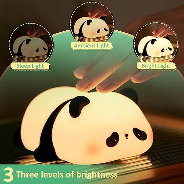 Cute Panda Night Light for boys girls Children, Pandai Room Decor Silicone Patting Lamp, Dimmable Nursery Nightlight for Breastfeeding Toddler Night Light for Bedroom Room Decor Gifts