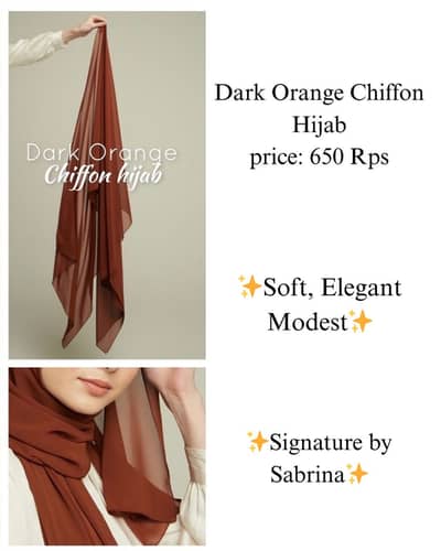Dark orange Chiffon Hijab