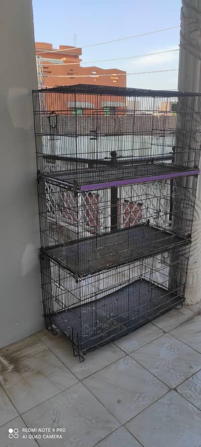 Folding used 3 portion cage 1.5 x1.5x 3 feet size