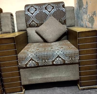 5 Seater Sofa Set (3+1+1) - Heavy Wide Arm Design - Good Condition