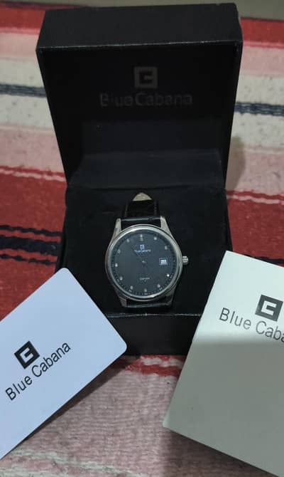 Blue Cabana Men's Watch Leather Strap (Original Complete Box and paper