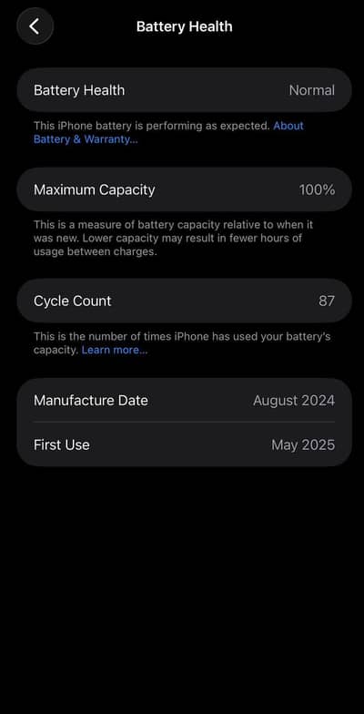 16 pro max 100 health in apple warranty