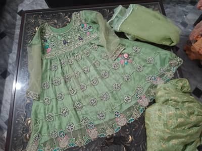 3pcs Full Heavy Handmade Party wear  Sticthed Dress