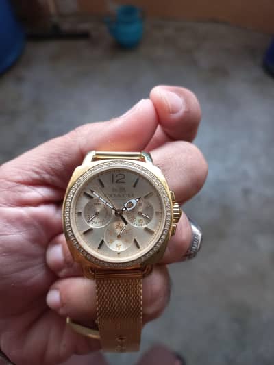 Original Coach 14502490 Gold Tone Ladies Watch  Glass Dial