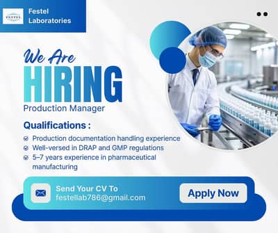 Production pharmacist for Pharmaceutical company