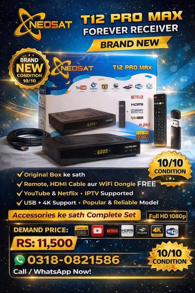 Neosat T12 Pro Max Forever Receiver | Brand New
