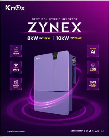 Knox Zynex IP66 8kW/10kw 3MPPT 16000/20000PV 1P Hybrid Solar Inverter