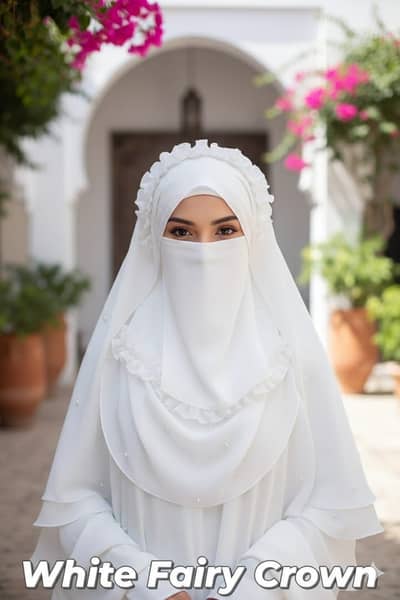 White Fairy Crown Scarf With Niqab