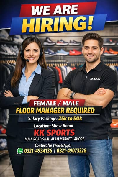 Sr Floor Manager Male/female  required