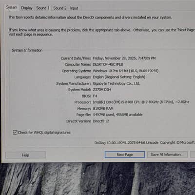 i5 8th Generation 6 core