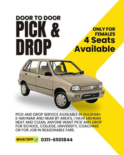 Pick & Drop for School, College, University, Coaching, Job or nay