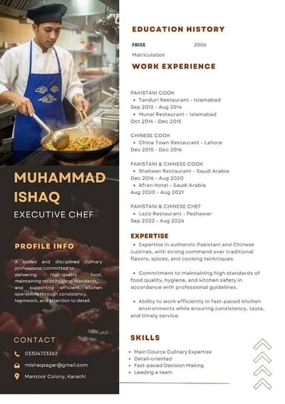 Chinese and Pakistani chef