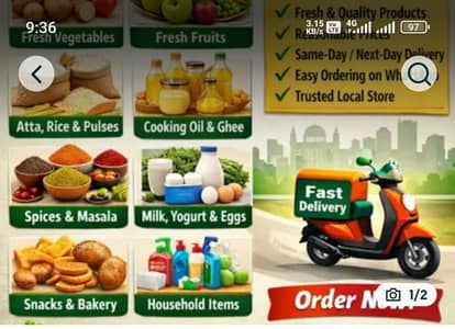 Fresh groceries  fast home delivery order now