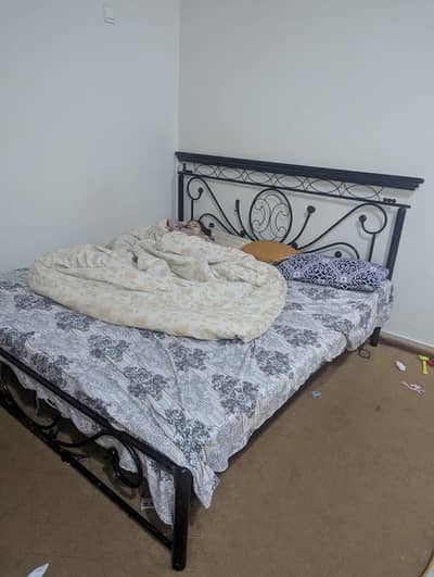 king bed with mattress urgent sale. . .