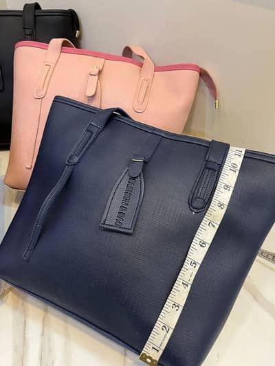 Stylish Girl's 3 pcs rexine hand bag set plain pattern