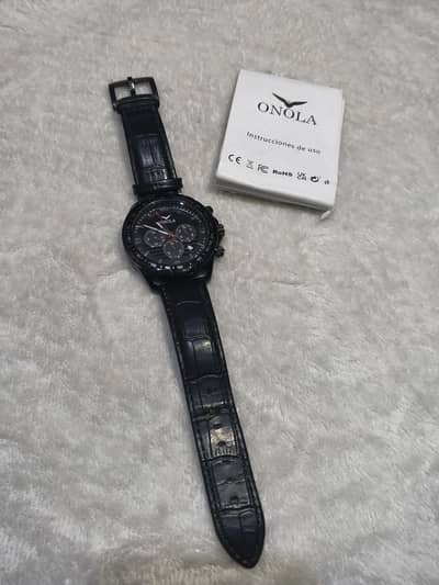 original leather watch with chorography