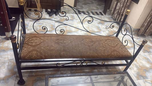 Steel Sofa, Chair & Table Set for Sale