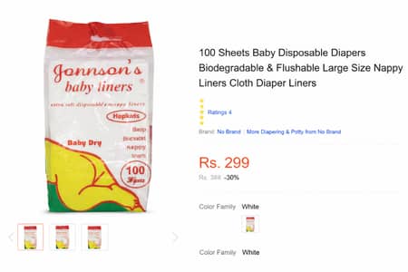 100 Sheets Baby Disposable Diapers Biodegradable & Flushable Large Si