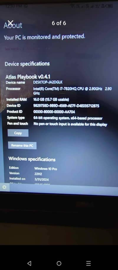 core i 7 7 Generation 16 Gb Ram 256Gb ssd Hard