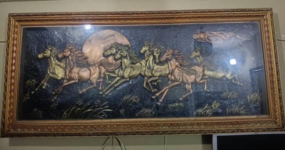 Large 3D Running Horses Wall Frame 52×23.5 Inches