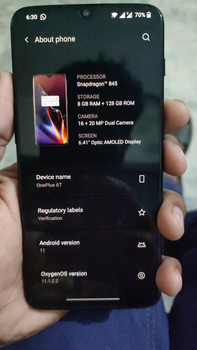 OnePlus 6t PTA approved 8.128