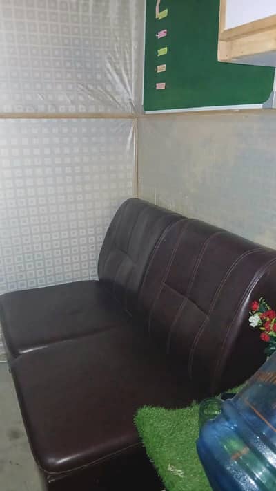 2 Brown 1 Seater 2 Sofa ( Foam & Wood )