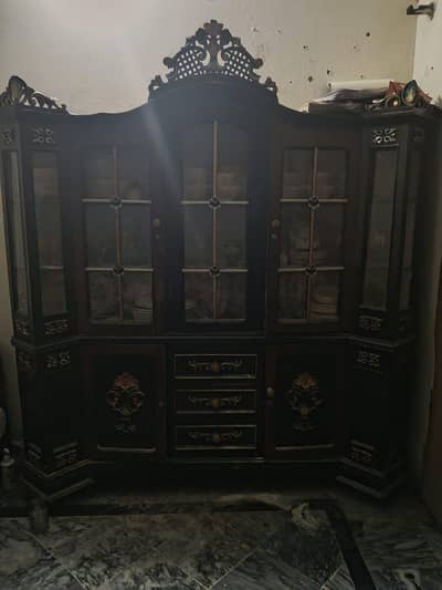 chinioti double bed with side tables and dressing with showcase