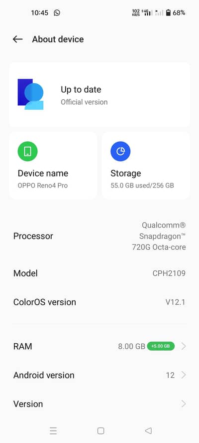 oppo reno 4 pro  8+5 -256gb