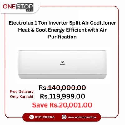 Electrolux 1 Ton Inverter Split Air Coditioner Heat & Cool Energy