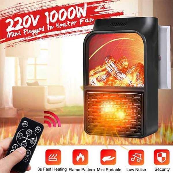 Flame Fireplace Portable Electric Heater with Remote Control Plug In Simulation Flame Heater 500W Compact Space Heater Safe & Stylish Heating Solution for Home & Office