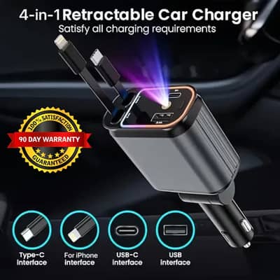 New 4 In 1 Multi Functional Car Charger Fast Charging