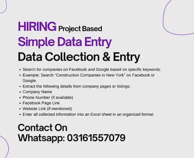 Female Needed for Data Entry (HOME BASED)