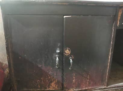 Wooden Iron Stand 3 Cabinets And 1 Drawer