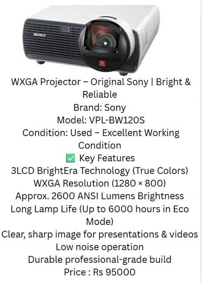Sony Projector Model: VPL-BW120S
