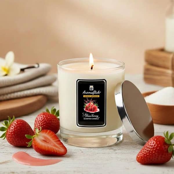 Strawberry Scented Candle in Glass Jar – Fruity & Sweet