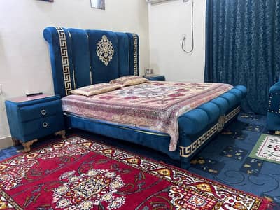 Complete king size bed set (bed,sofa,side tables & curtains)