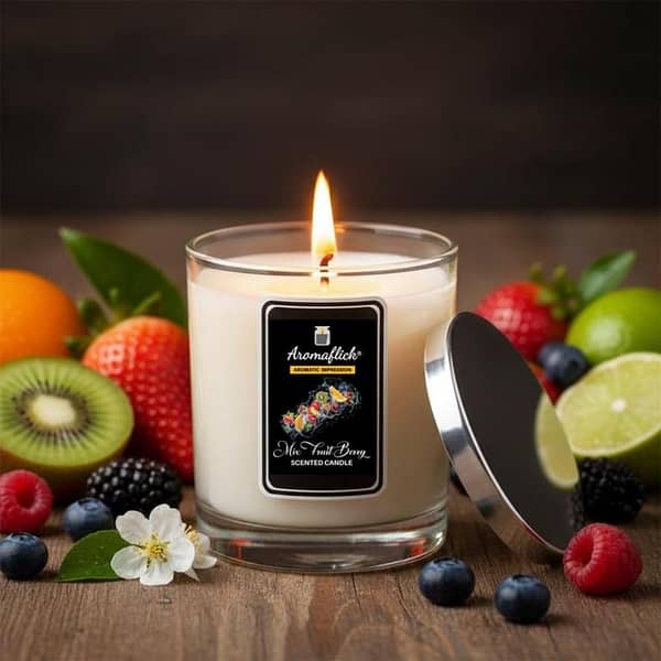 Mix Fruit Berry Scented Candle in Glass Jar – Sweet & Refreshing Scent
