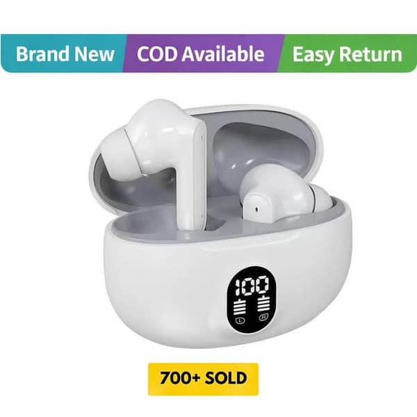 Display Earbuds Wireless Headphones High-Quality - White Stereo